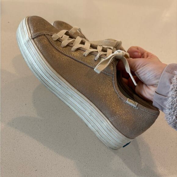 keds tripe kick glitter suede sneakers size 7.5 - Picture 8 of 9